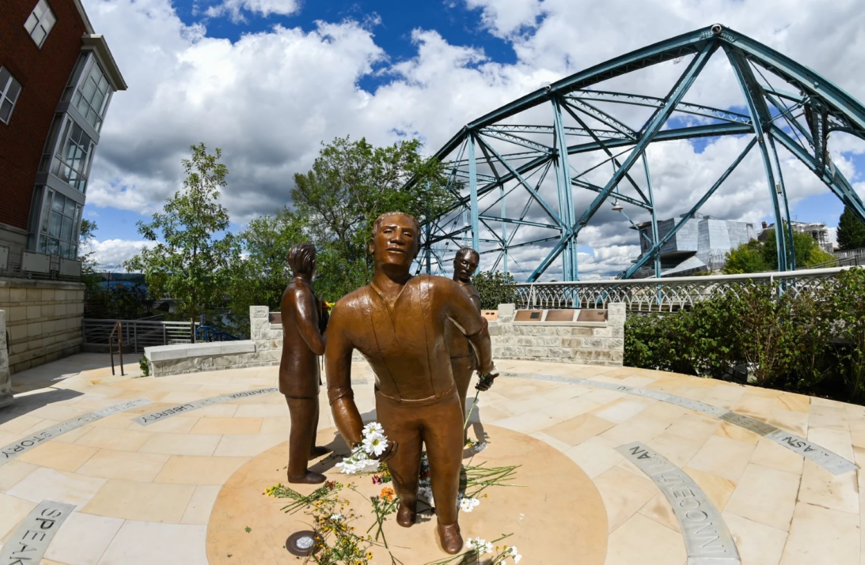 One of Chattanooga's most famous public art pieces, the Ed Johnson Memorial sits just outside of the Walnut Street Bridge.